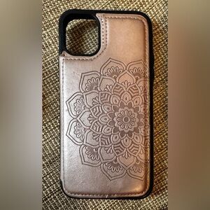 iPhone 16 Rose Gold and Black Walet Phone Case
